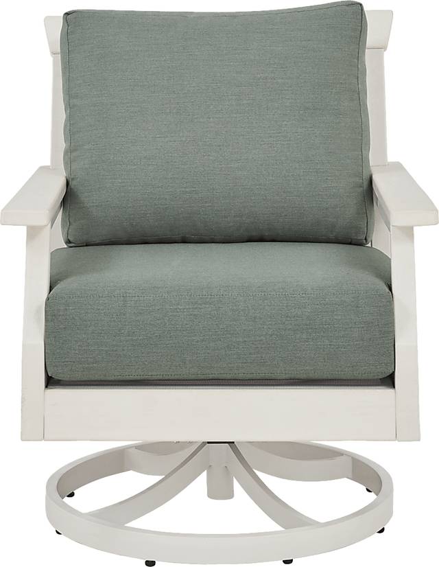 Eastlake White Outdoor Swivel Rocker Chair with Jade Cushion - Thumbnail - Image 2