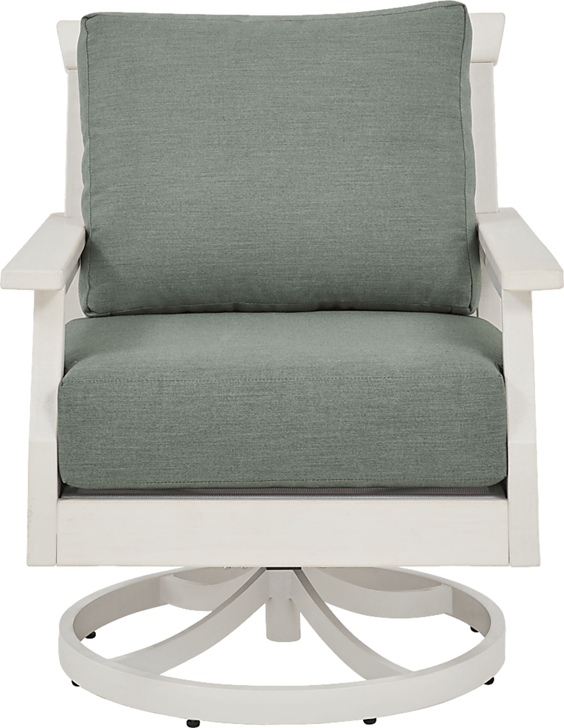 Eastlake White Outdoor Swivel Rocker Chair with Jade Cushion - Image 2
