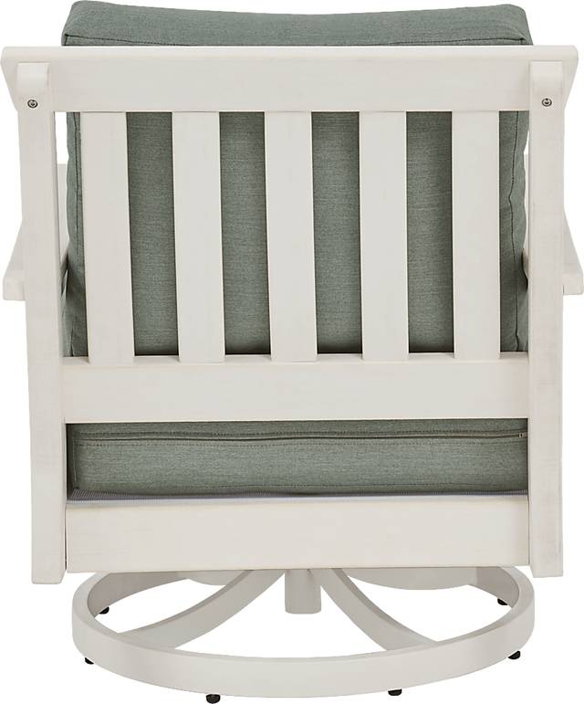 Eastlake White Outdoor Swivel Rocker Chair with Jade Cushion - Thumbnail - Image 3