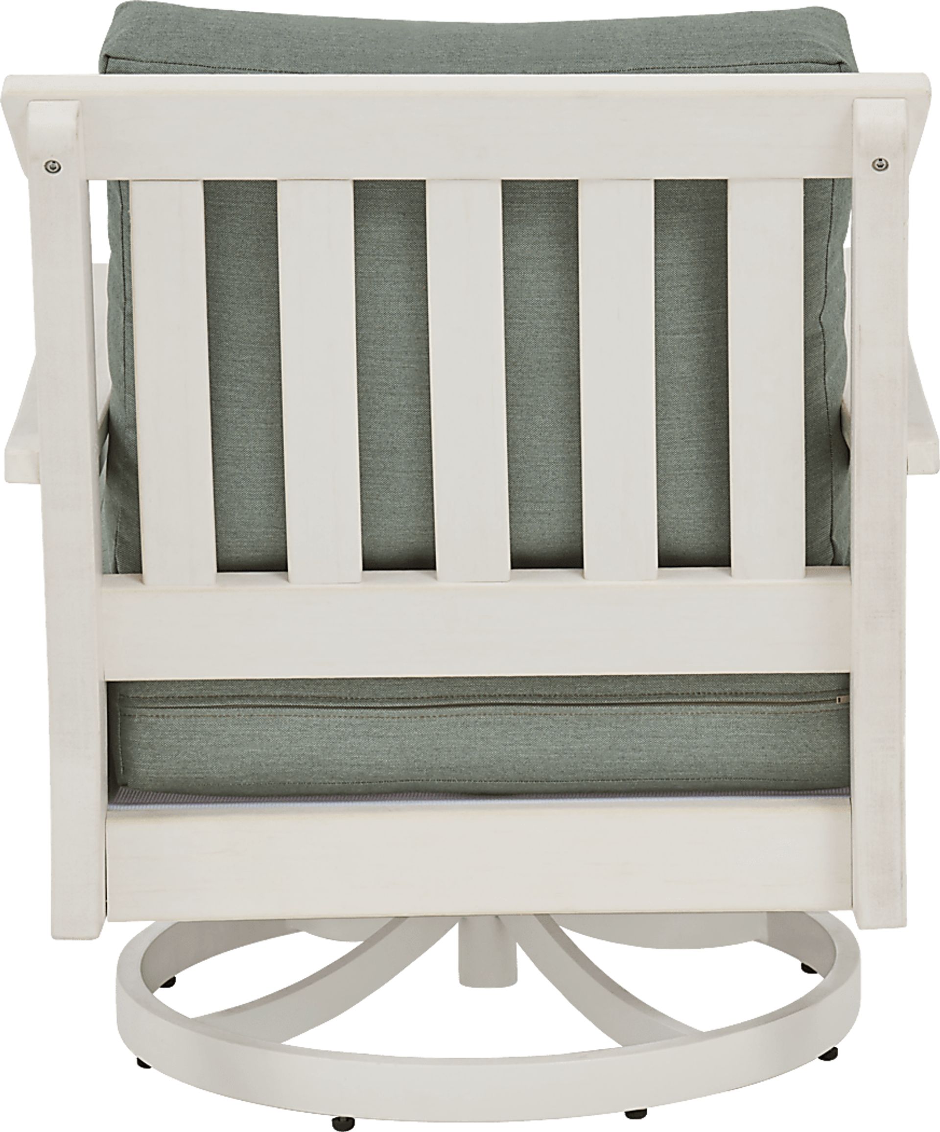 Eastlake White Outdoor Swivel Rocker Chair with Jade Cushion - Image 3