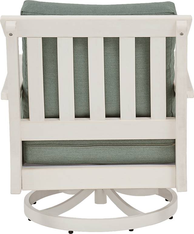 Eastlake White Outdoor Swivel Rocker Chair with Jade Cushion - Thumbnail - Image 3