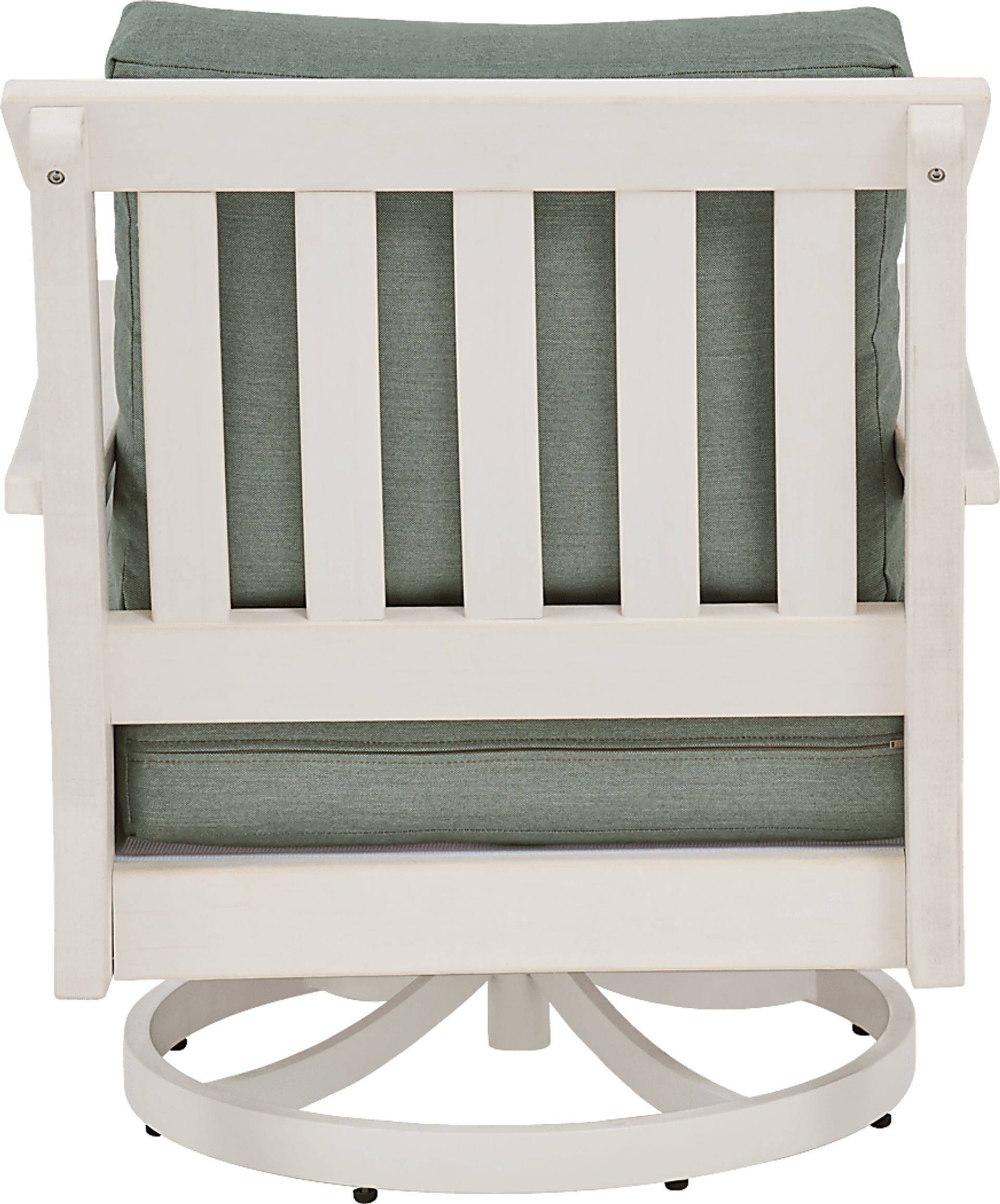 Eastlake White Outdoor Swivel Rocker Chair with Jade Cushion - Image 3