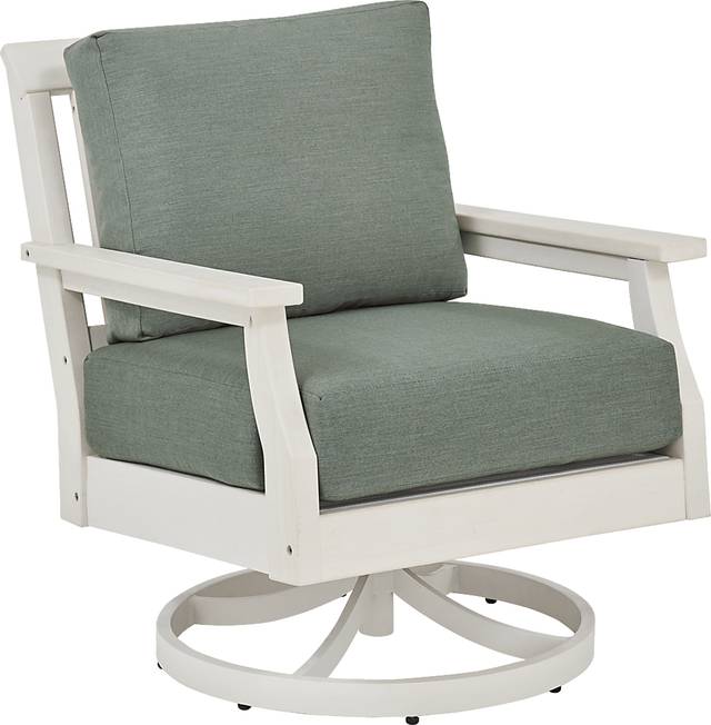 Eastlake White Outdoor Swivel Rocker Chair with Jade Cushion - Thumbnail - Image 1