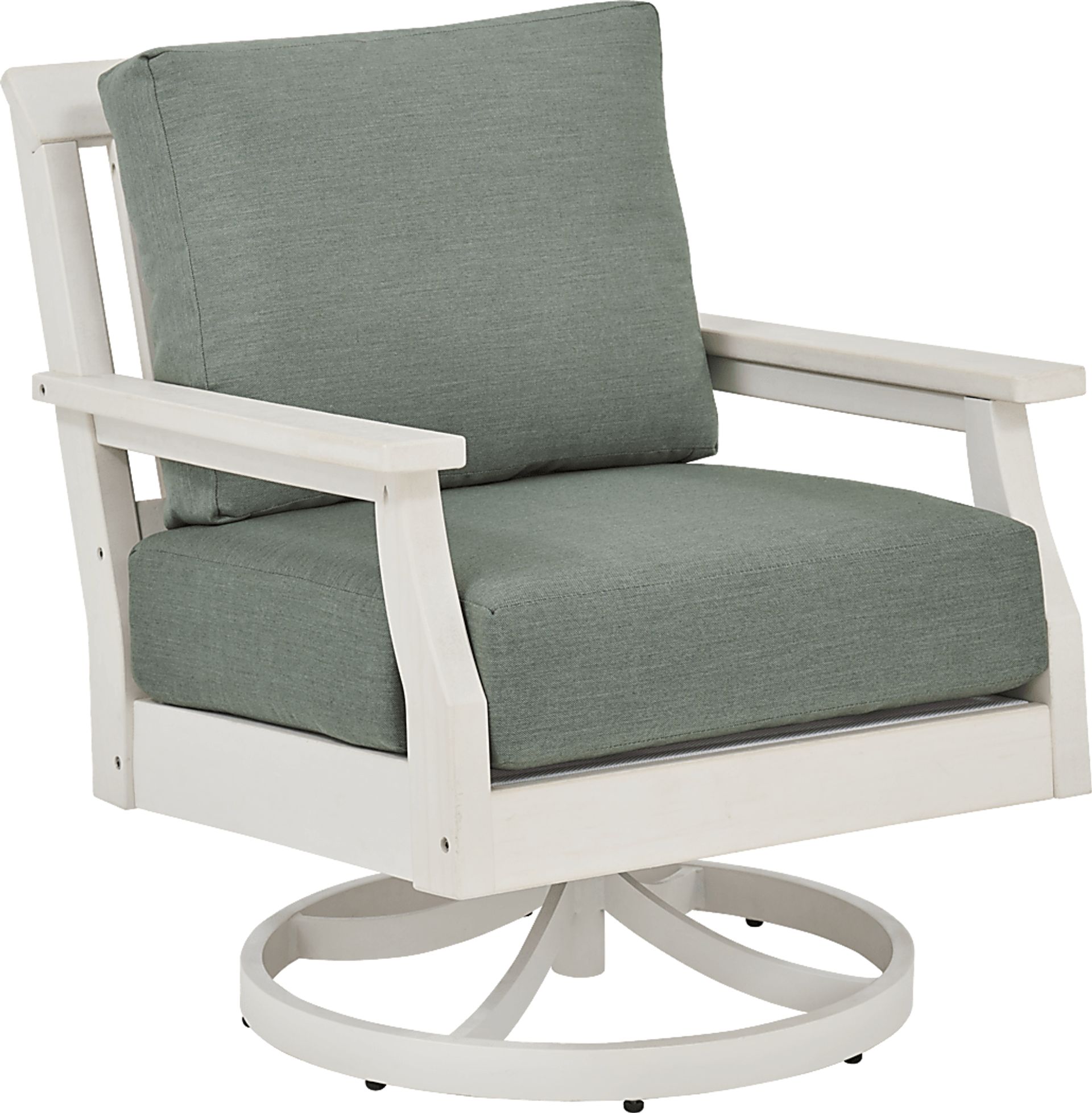 Eastlake White Outdoor Swivel Rocker Chair with Jade Cushion - Image 1
