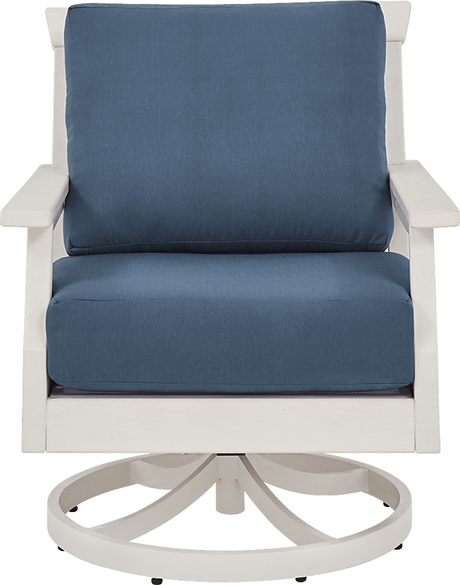 Eastlake White Outdoor Swivel Rocker Chair with Ocean Cushion - Image 2