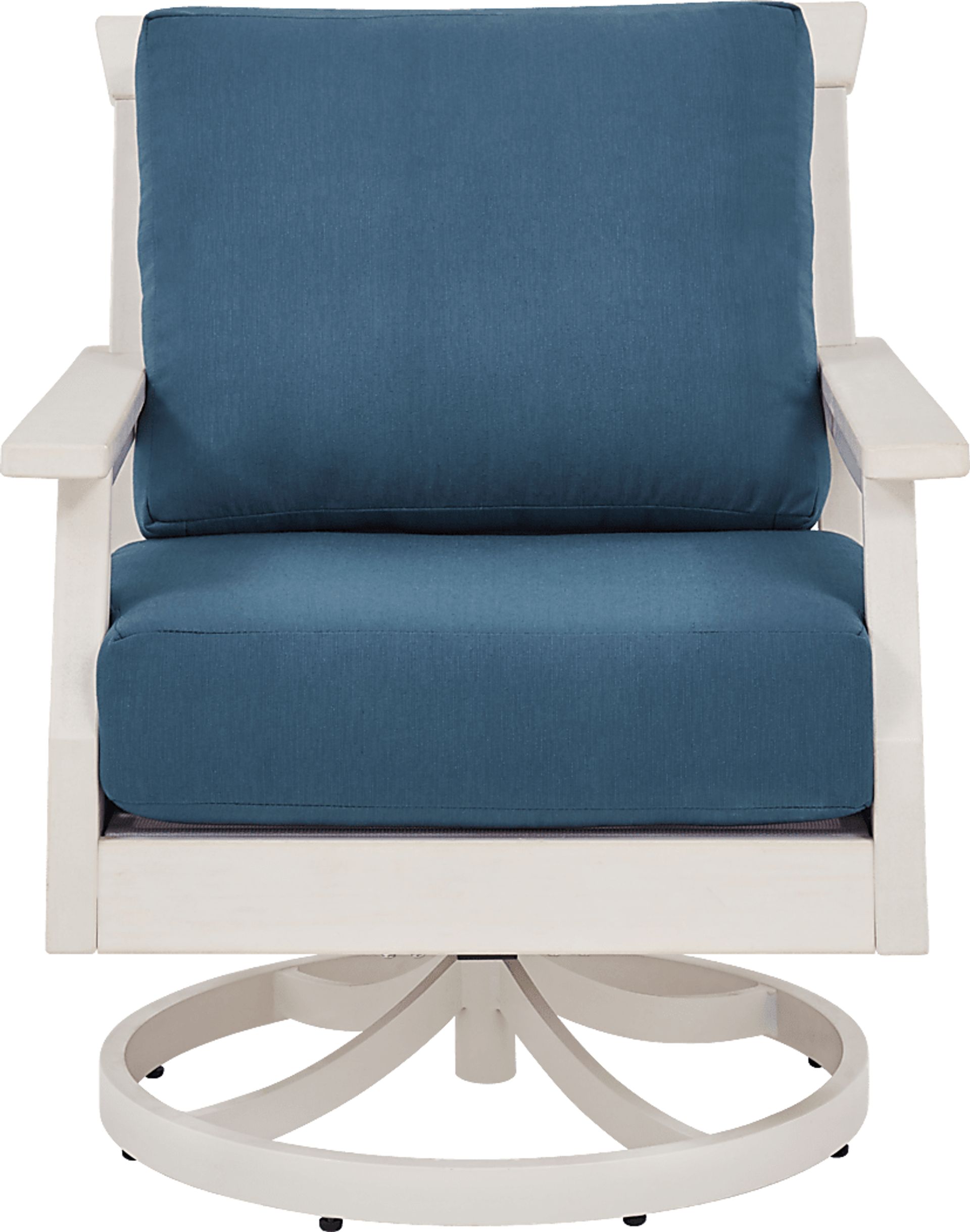 Eastlake White Outdoor Swivel Rocker Chair with Ocean Cushion - Image 2