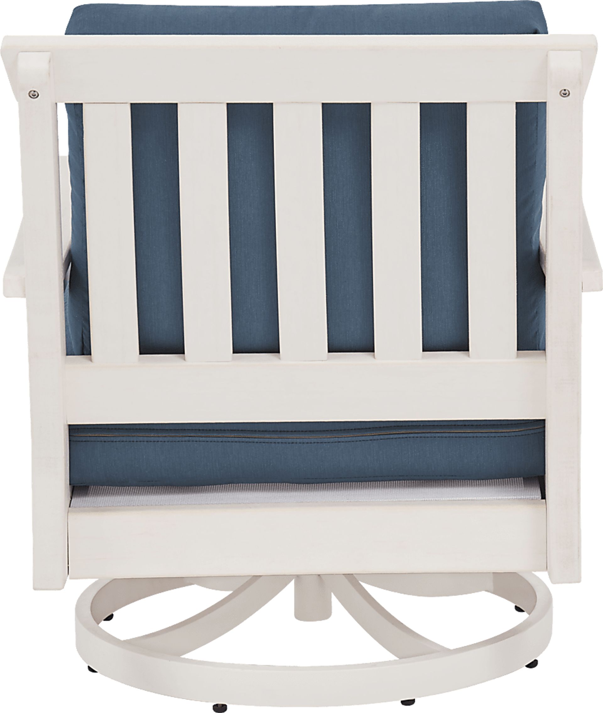 Eastlake White Outdoor Swivel Rocker Chair with Ocean Cushion - Image 3