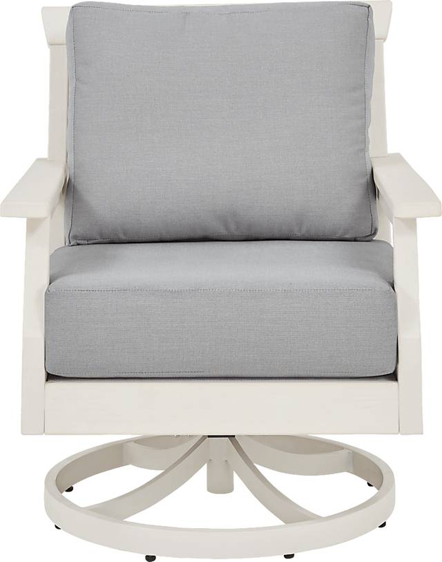 Eastlake White Outdoor Swivel Rocker Chair with Pewter Cushion - Thumbnail - Image 2