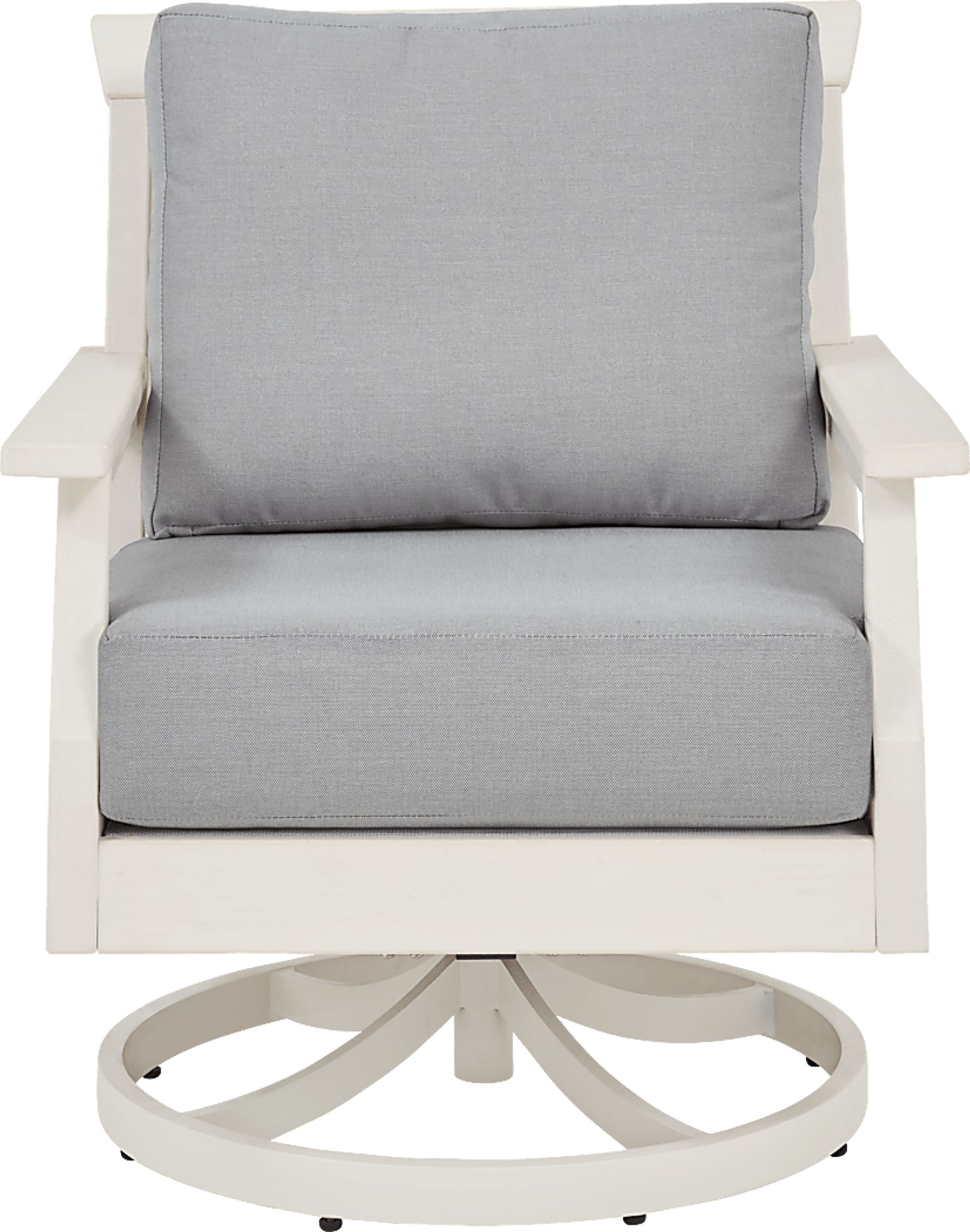 Eastlake White Outdoor Swivel Rocker Chair with Pewter Cushion - Image 2