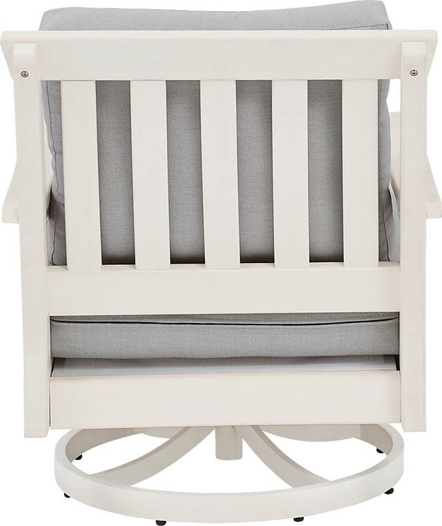 Eastlake White Outdoor Swivel Rocker Chair with Pewter Cushion - Thumbnail - Image 3