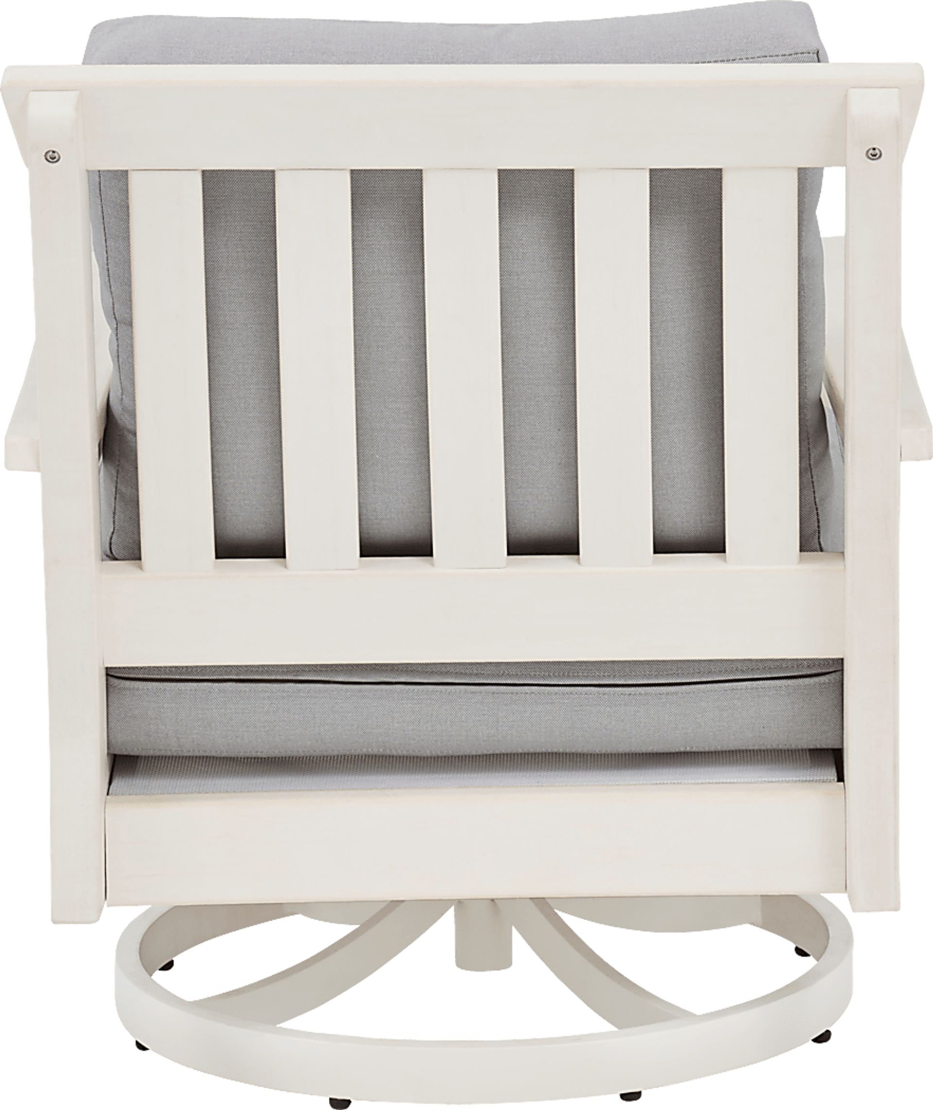 Eastlake White Outdoor Swivel Rocker Chair with Pewter Cushion - Image 3