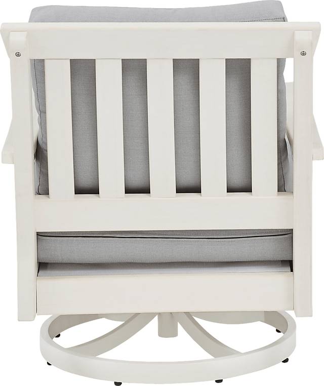 Eastlake White Outdoor Swivel Rocker Chair with Pewter Cushion - Thumbnail - Image 3