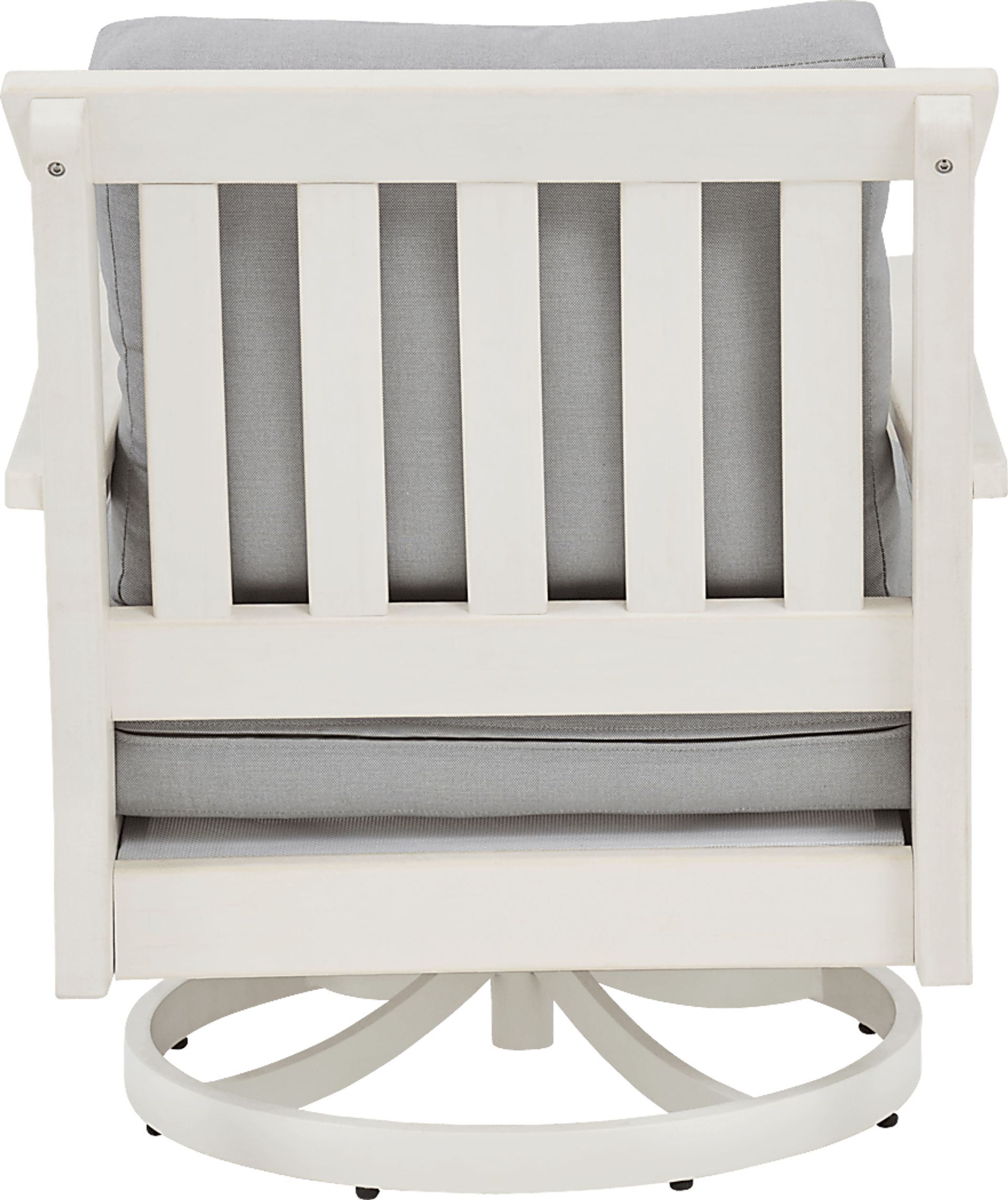 Eastlake White Outdoor Swivel Rocker Chair with Pewter Cushion - Image 3