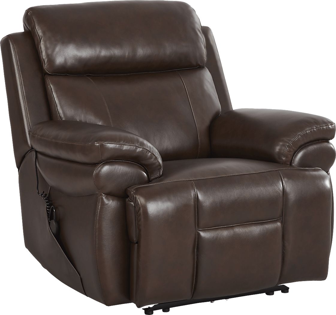 Eastmann Chocolate Leather Triple Power Recliner with Air Massage Rooms To Go