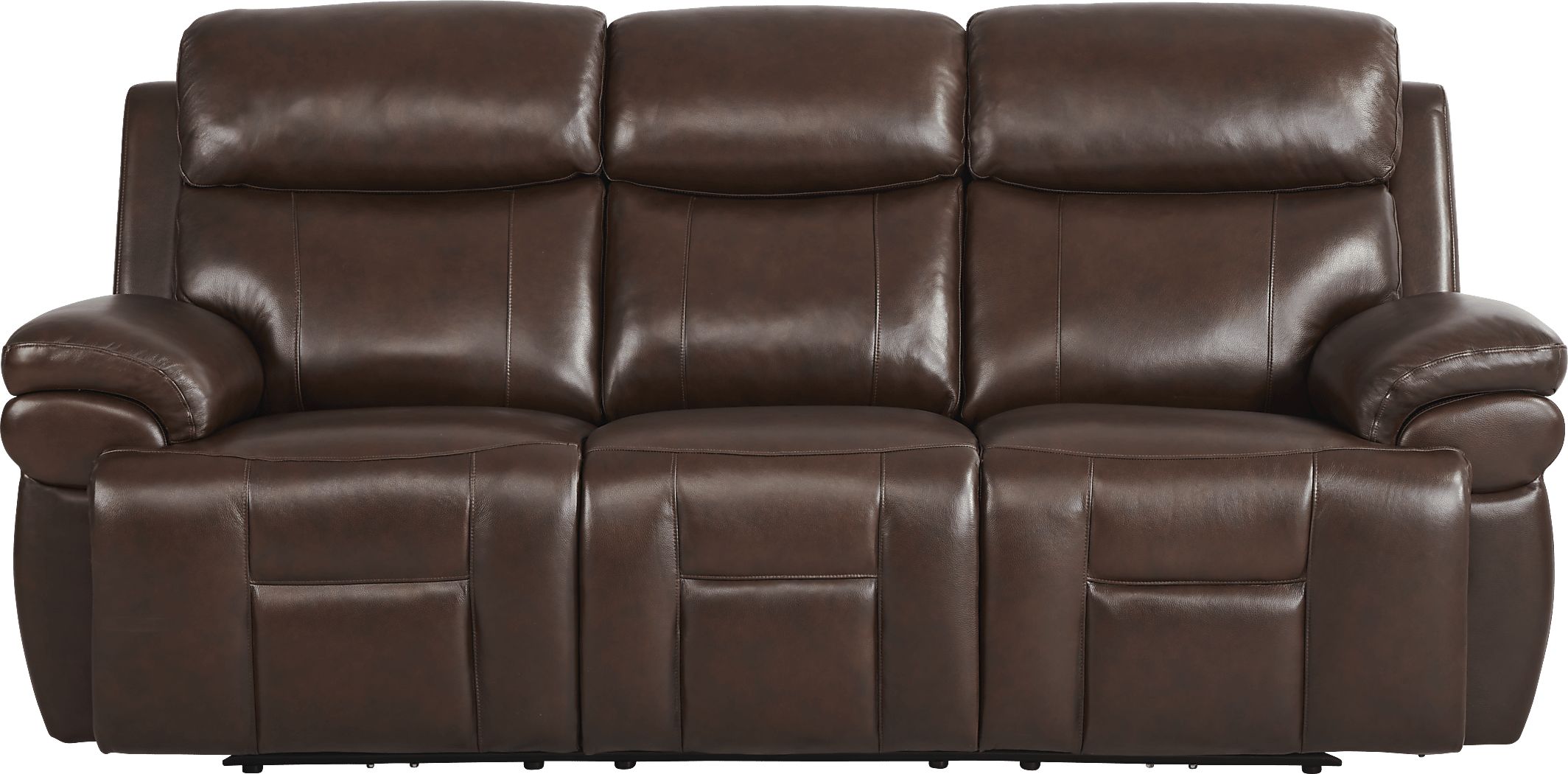 Eastmann Chocolate Leather Triple Power Reclining Sofa with Air Massage