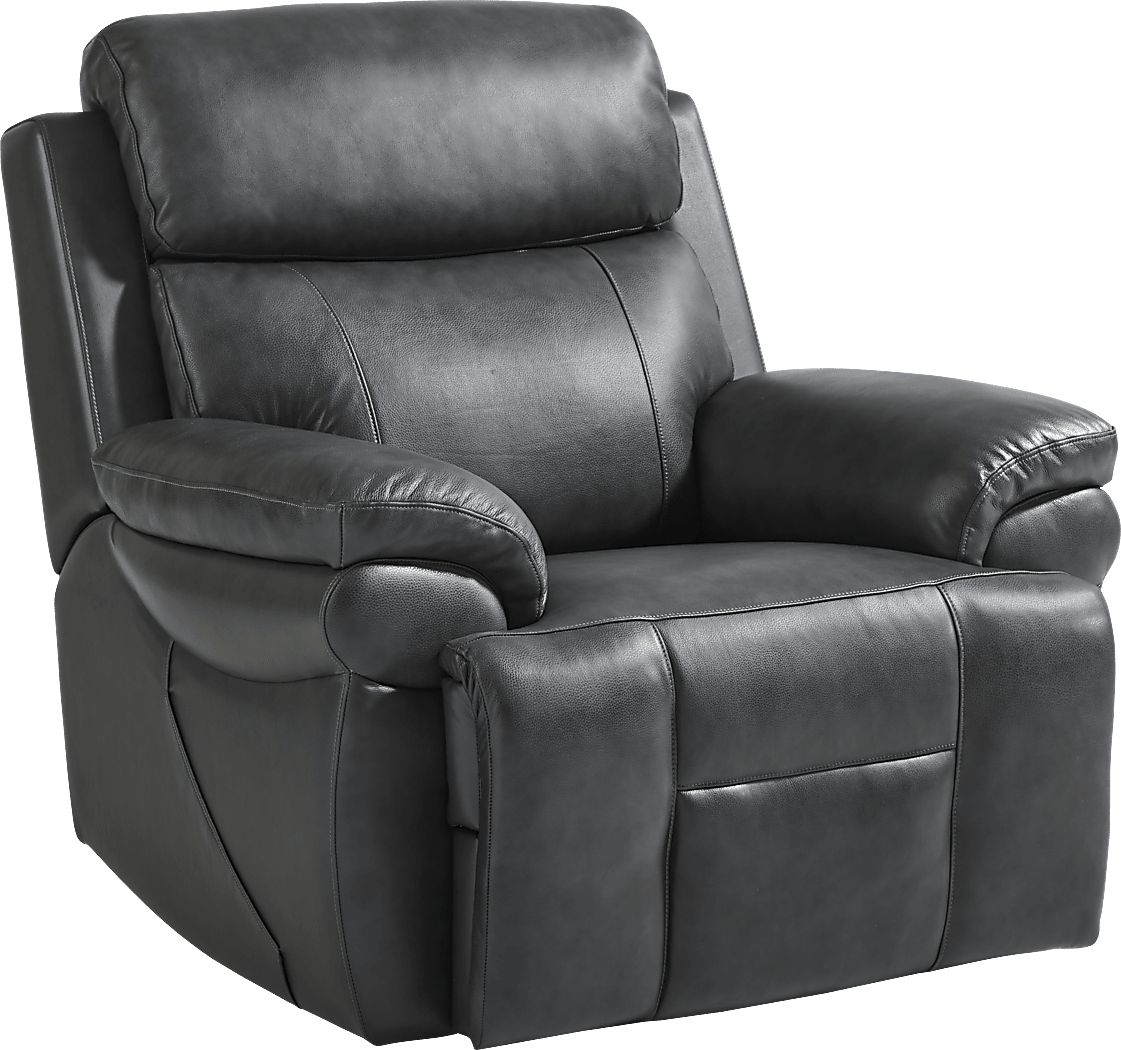 Eastmann Gray Leather Triple Power Recliner with Air Massage Rooms To Go