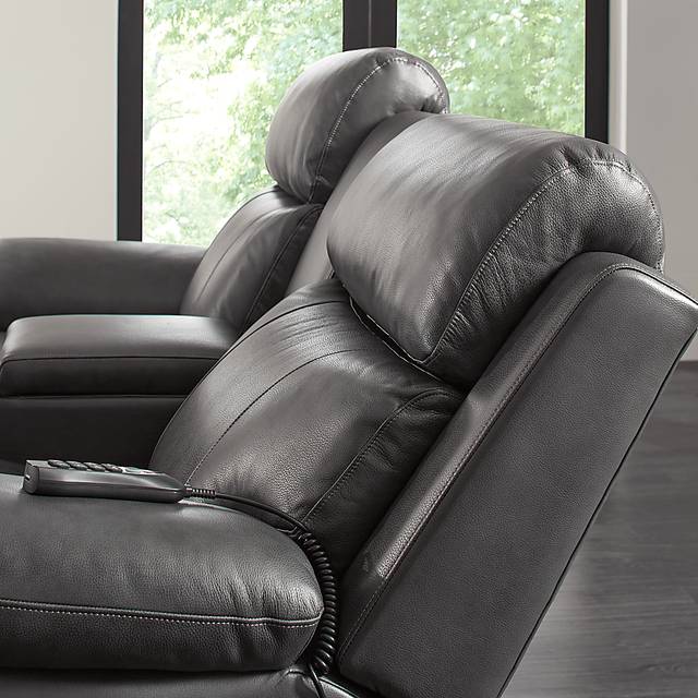 Eastmann Gray Leather 5 Pc Triple Power Reclining Living Room with Air Massage - Thumbnail - Image 11