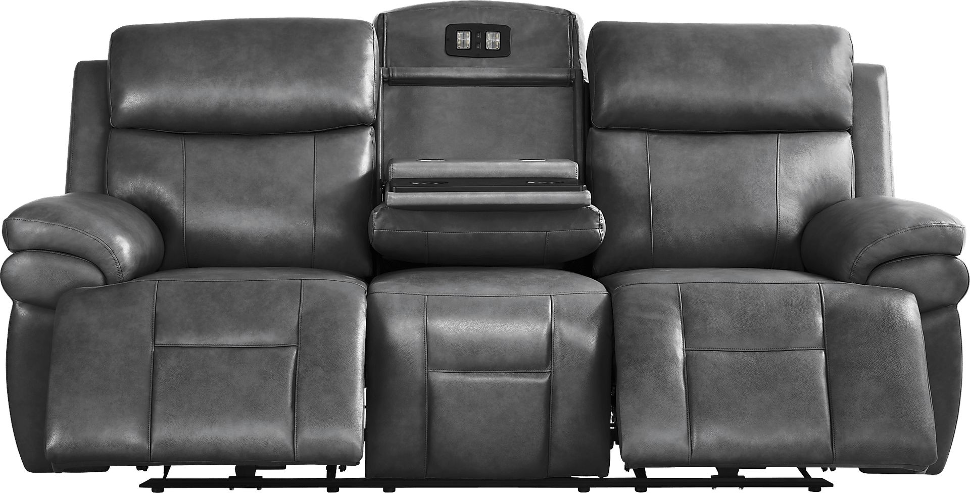 Eastmann Gray Leather 5 Pc Triple Power Reclining Living Room with Air Massage - Image 3