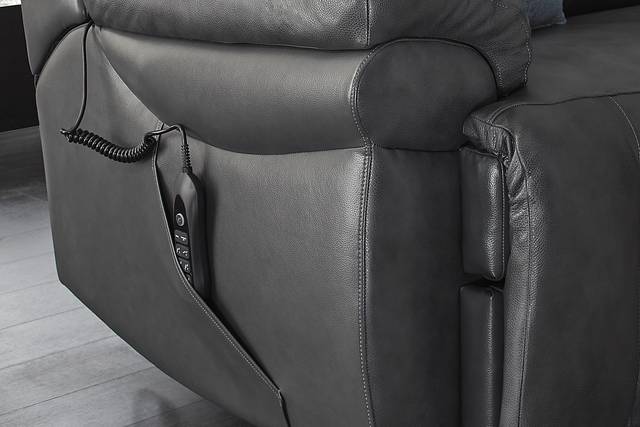 Eastmann Gray Leather 5 Pc Triple Power Reclining Living Room with Air Massage - Thumbnail - Image 5