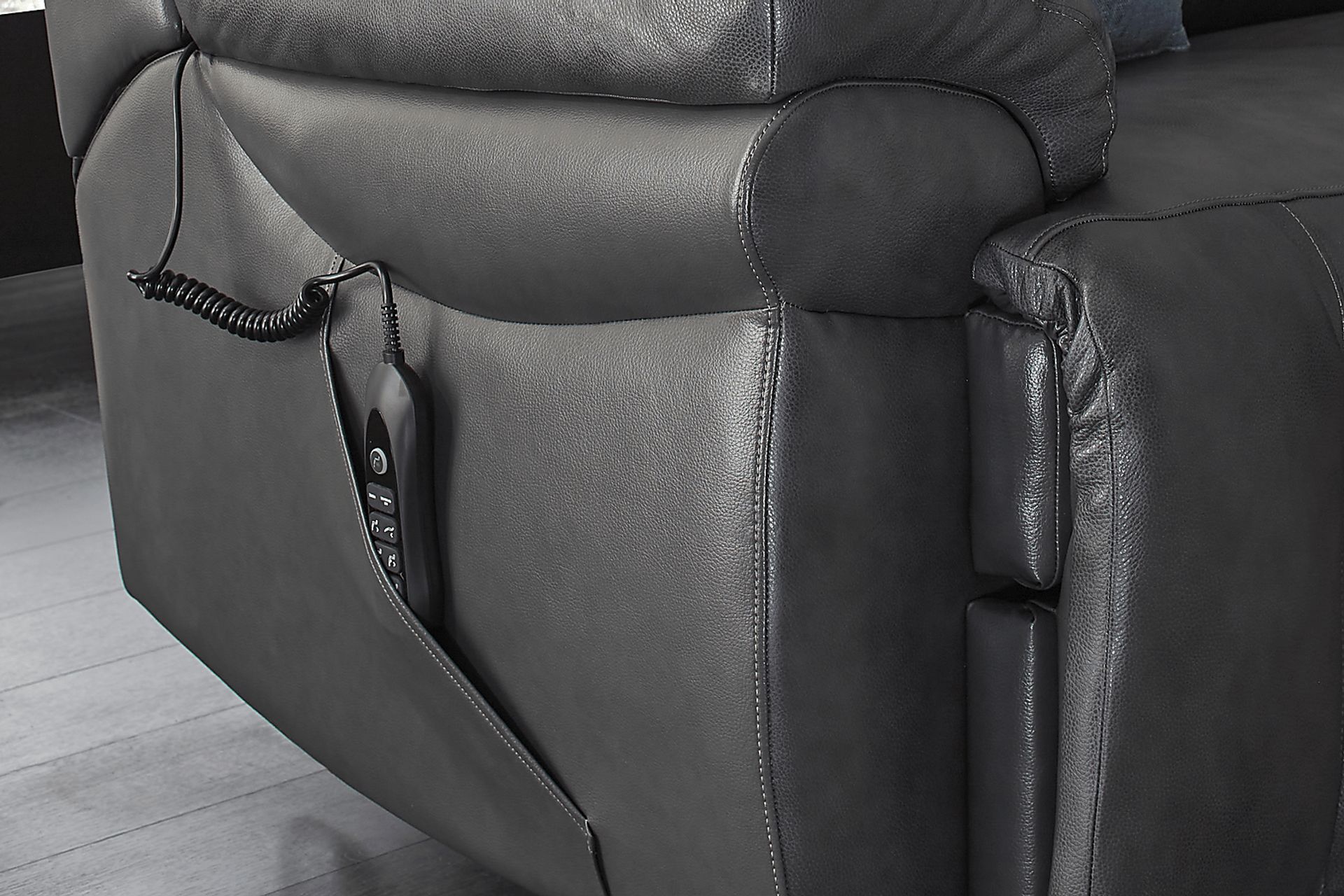 Eastmann Gray Leather 5 Pc Triple Power Reclining Living Room with Air Massage - Image 5