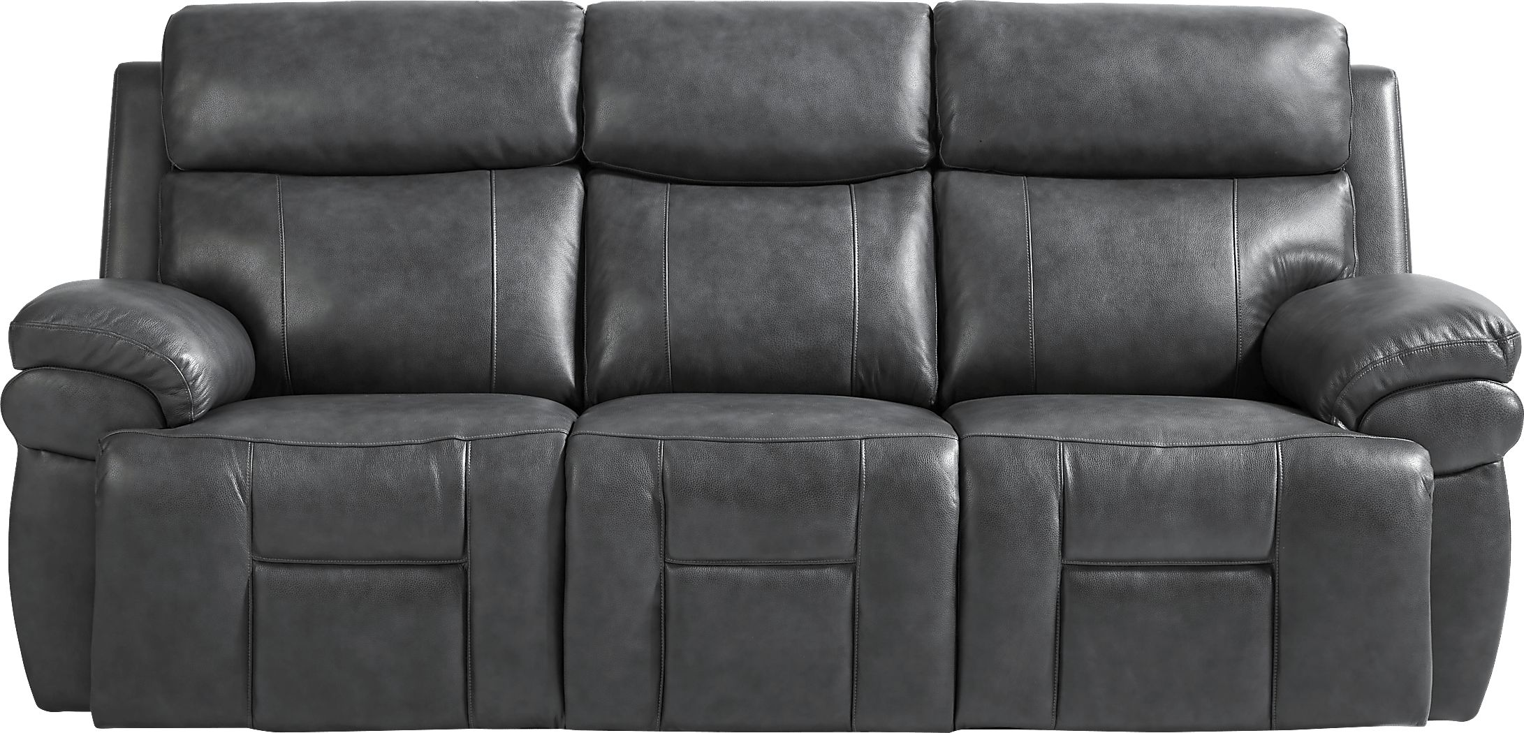 Eastmann Gray Leather Triple Power Reclining Sofa With Air Massage ...