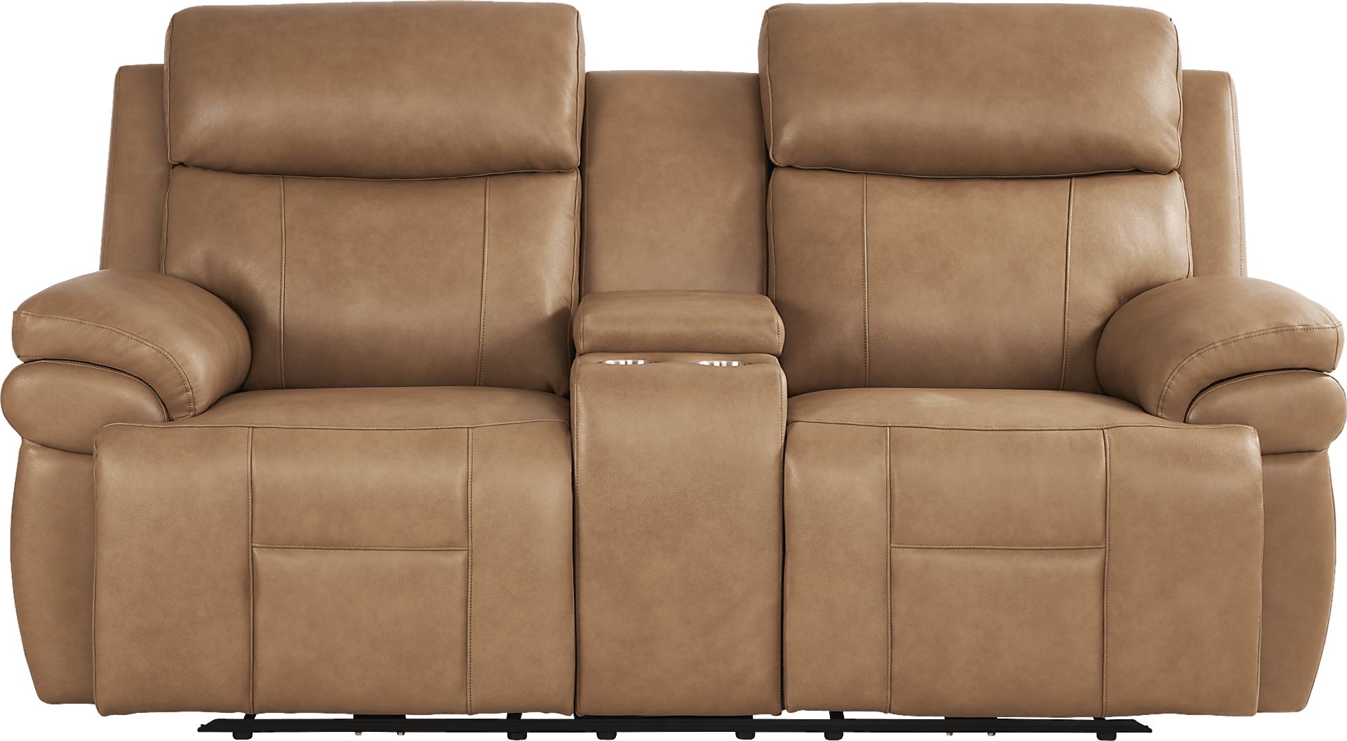 Eastmann Saddle Leather Triple Power Reclining Console Loveseat with Air Massage - Image 2
