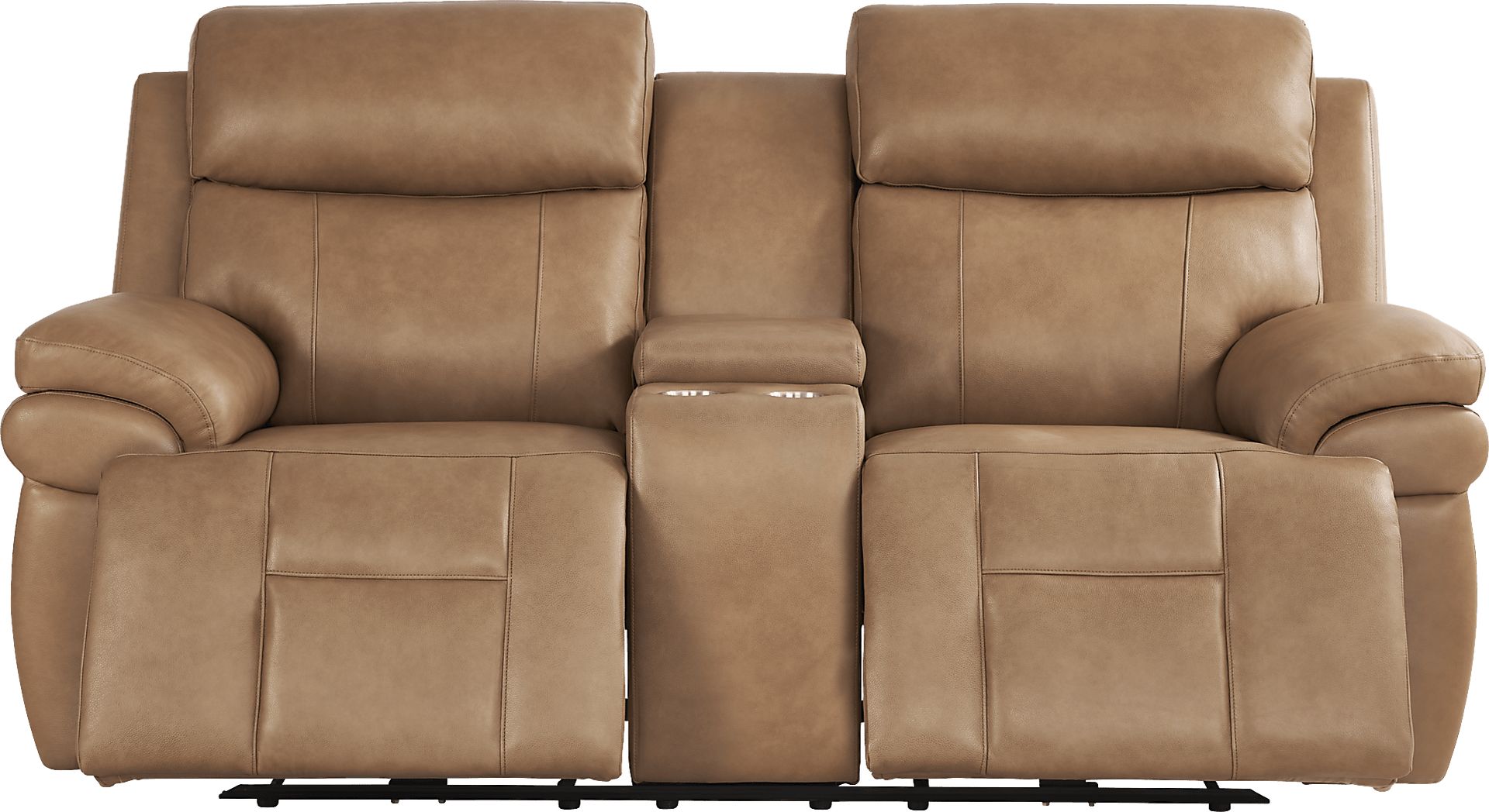 Eastmann Saddle Leather Triple Power Reclining Console Loveseat with Air Massage - Image 1