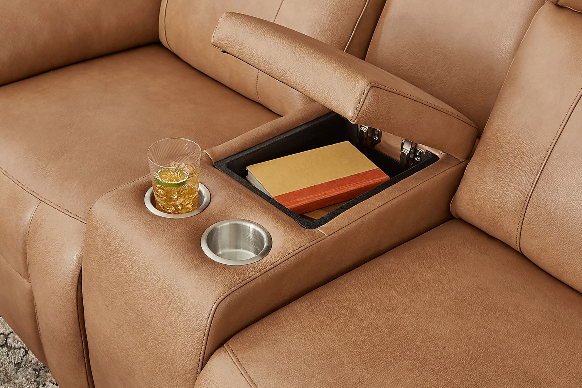 Eastmann Saddle Leather 5 Pc Triple Power Reclining Living Room with Air Massage - Image 11