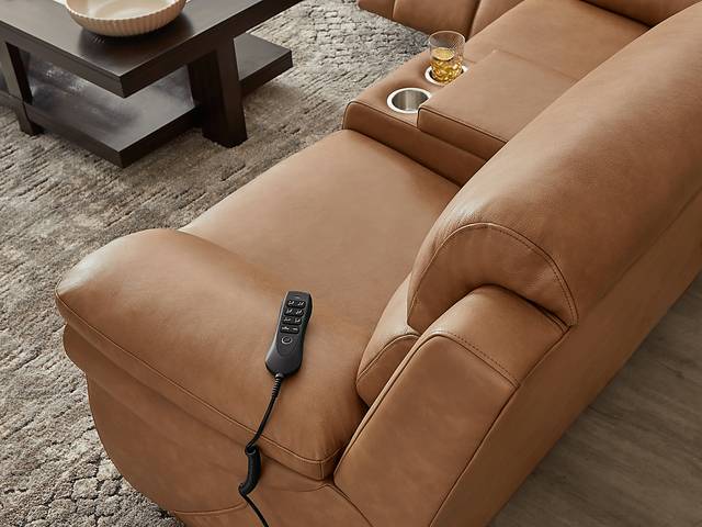 Eastmann Saddle Leather 5 Pc Triple Power Reclining Living Room with Air Massage - Thumbnail - Image 13