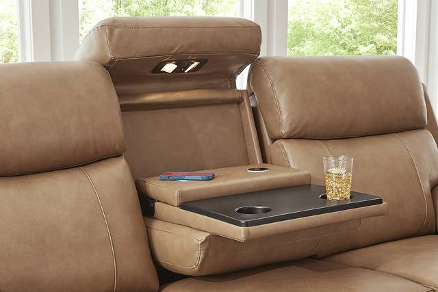 Eastmann Saddle Leather Triple Power Reclining Sofa with Air Massage - Thumbnail - Image 3