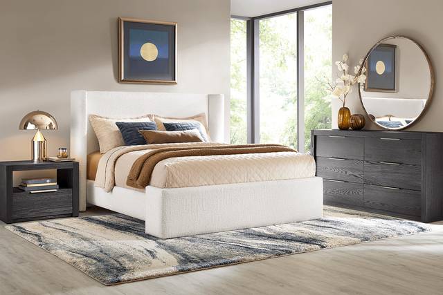 Easton Park White Queen Upholstered Bed - Thumbnail - Image 2