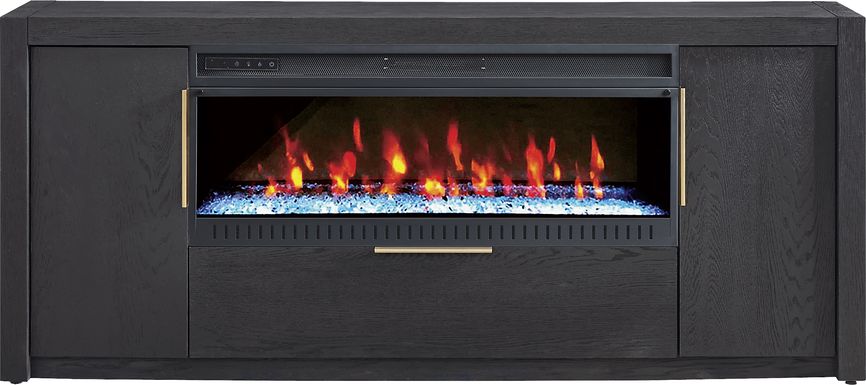 Easton Park Black 74 in. Console with Electric Fireplace
