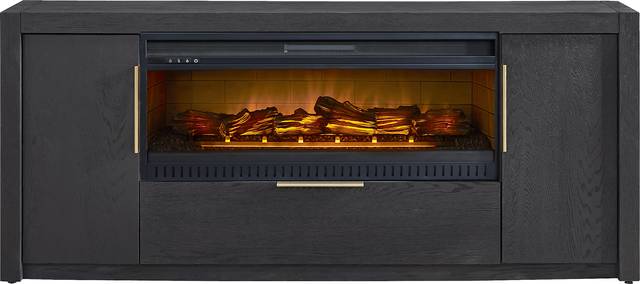 Easton Park Black 74 in. Console with Electric Log Fireplace - Thumbnail - Image 1