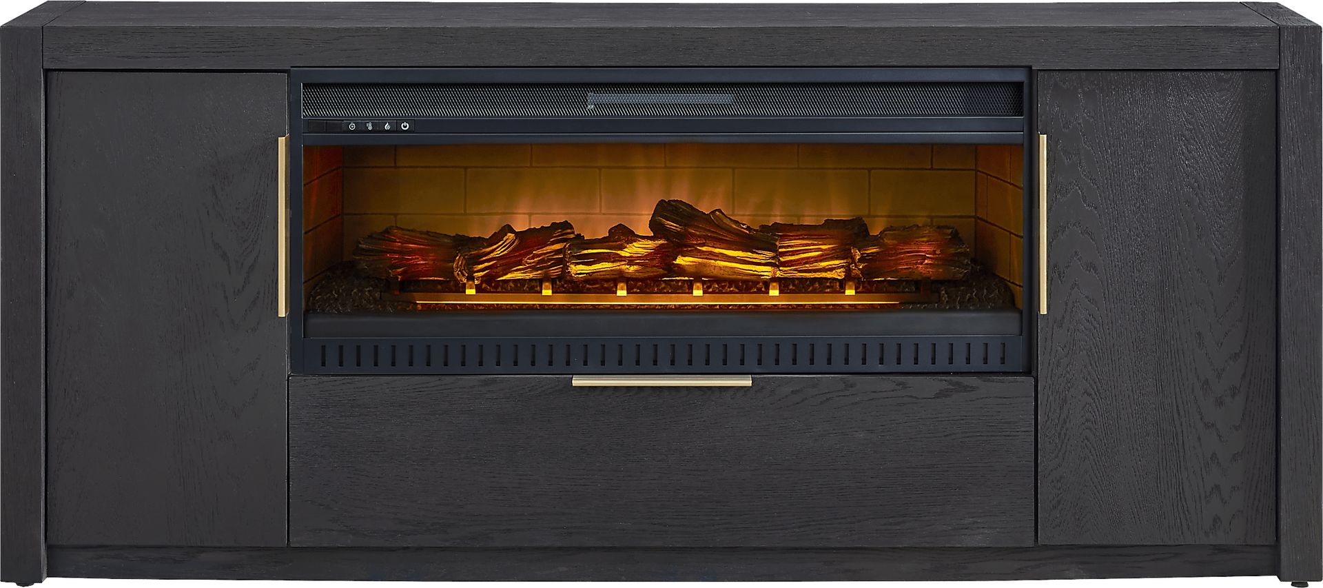 Easton Park Black 74 in. Console with Electric Log Fireplace - Image 1