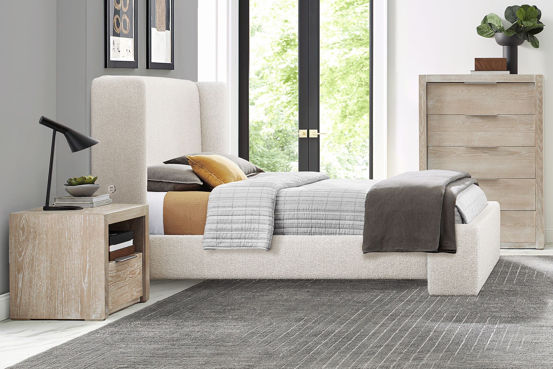 Easton Park Natural 5 Pc Bedroom with Sydney White King Upholstered Bed - Image 1