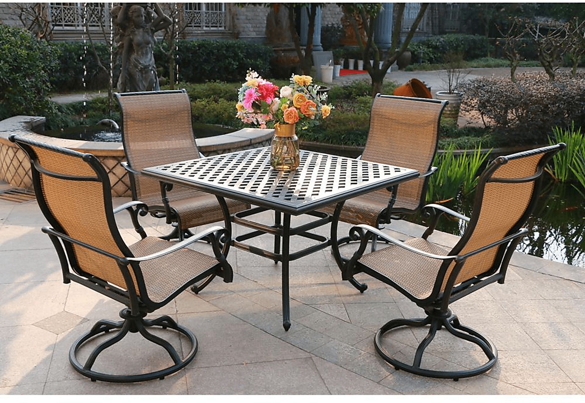 Eastport Manor Bronze 5 Pc Outdoor Square Dining Set - Image 1