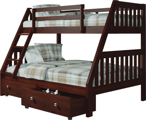 Eastton Brown Twin/Full Bunk Bed with Storage Drawers