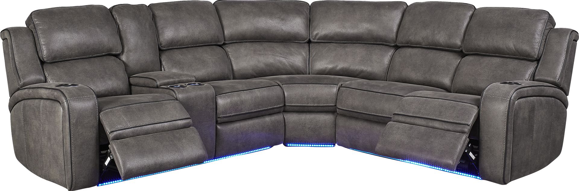 Eastview Charcoal 7 Pc Dual Power Reclining Sectional Living Room Plus 70 in. TV - Image 3