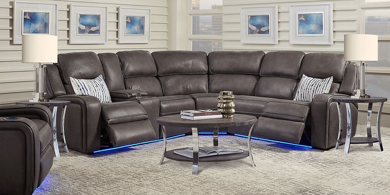 Eastview Charcoal 3 Pc Dual Power Reclining Sectional