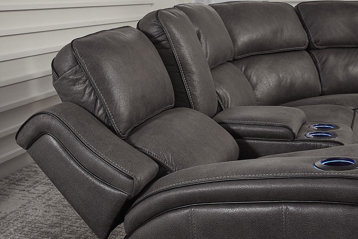 Eastview Charcoal Black,Gray Microfiber 3 Pc Power Reclining Sectional