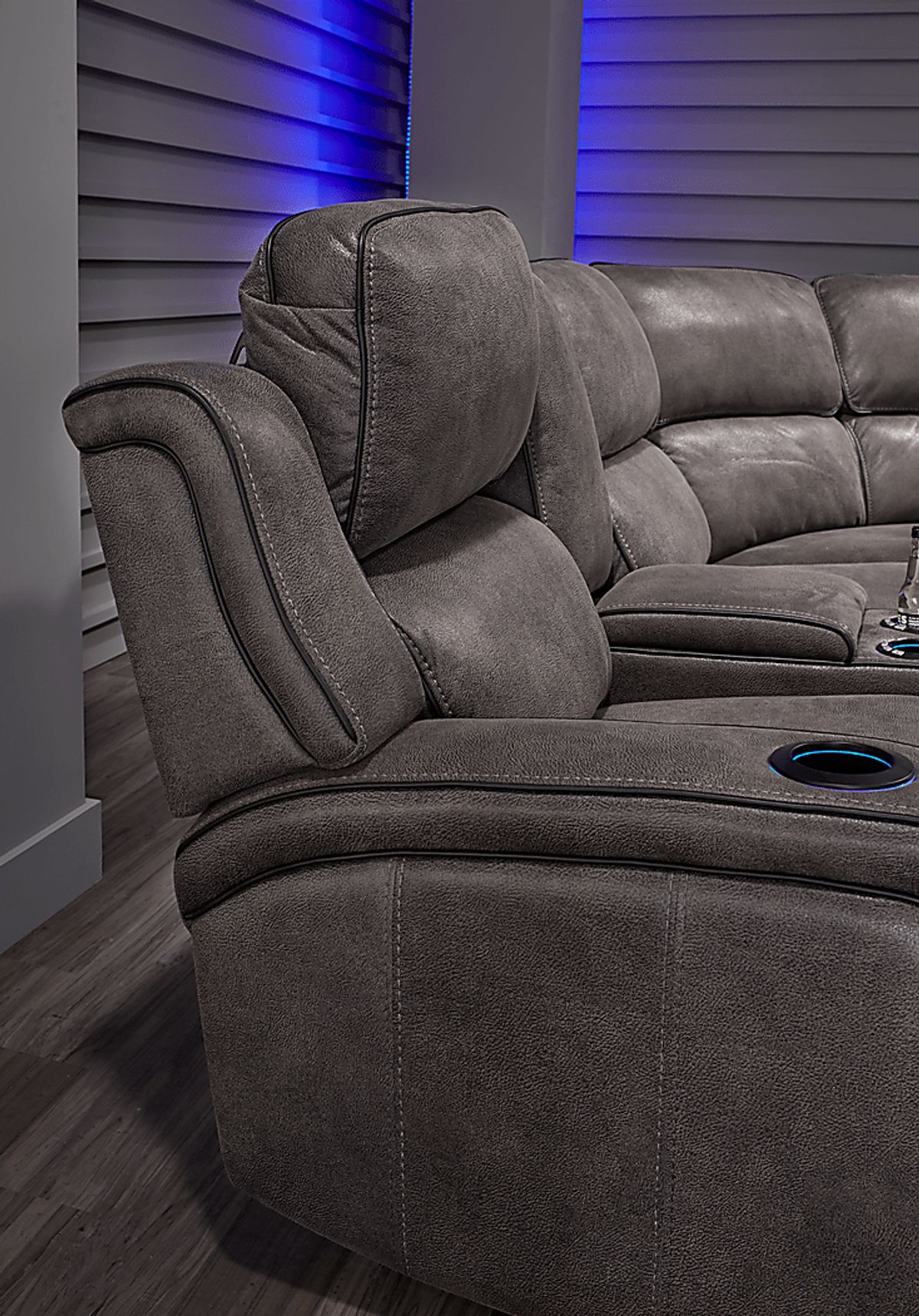 Eastview Charcoal Black,Gray Microfiber 3 Pc Power Reclining Sectional