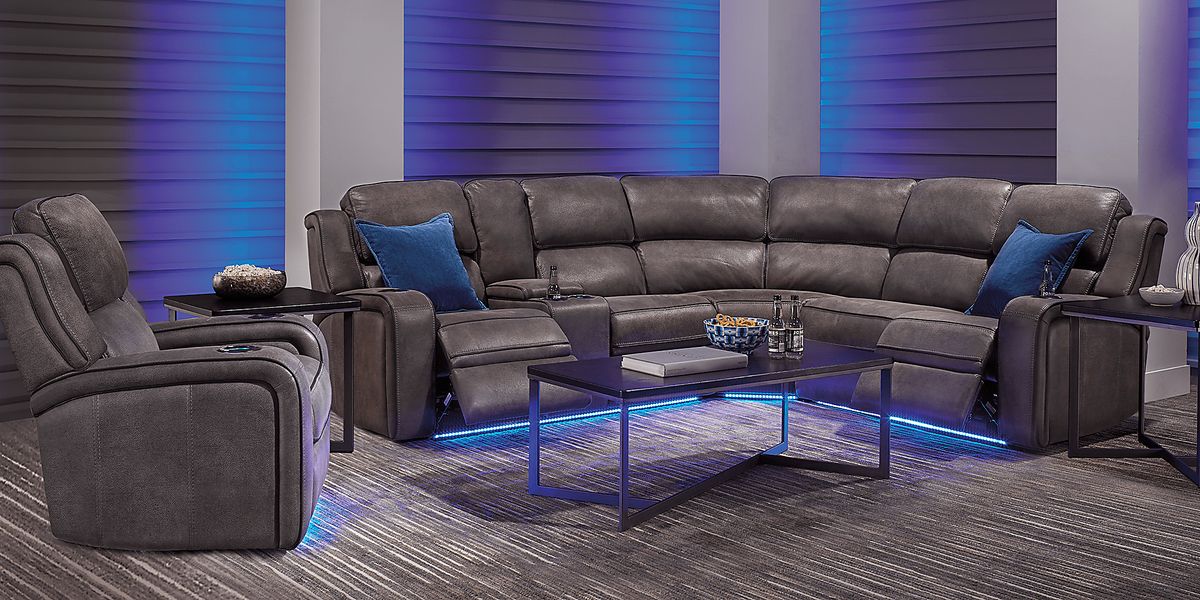 Eastview charcoal 3 pc dual power store reclining sectional