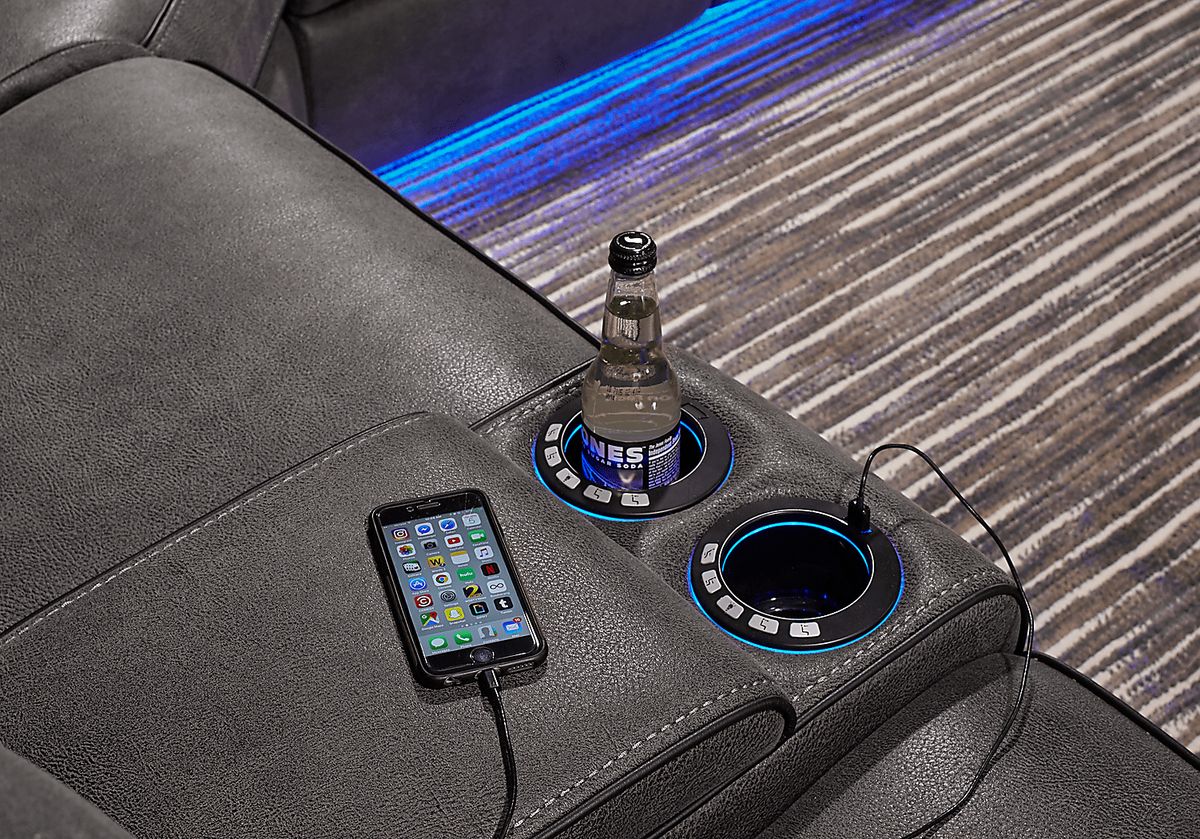 Eastview Charcoal Black,Gray Microfiber 3 Pc Power Reclining Sectional