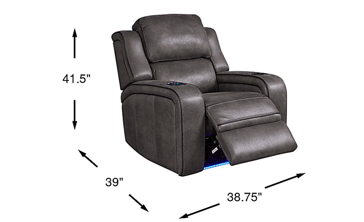 Eastview Charcoal Black,Gray Microfiber Dual Power Recliner | Rooms to Go