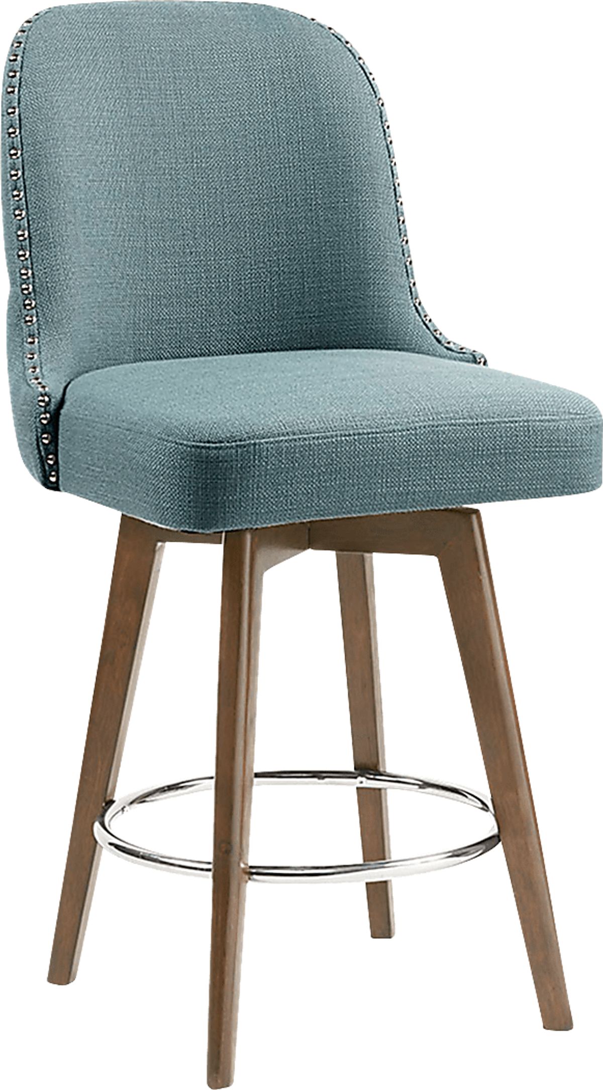 Eastwend Brown Dark Wood Blue Counter Height Stool Rooms to Go