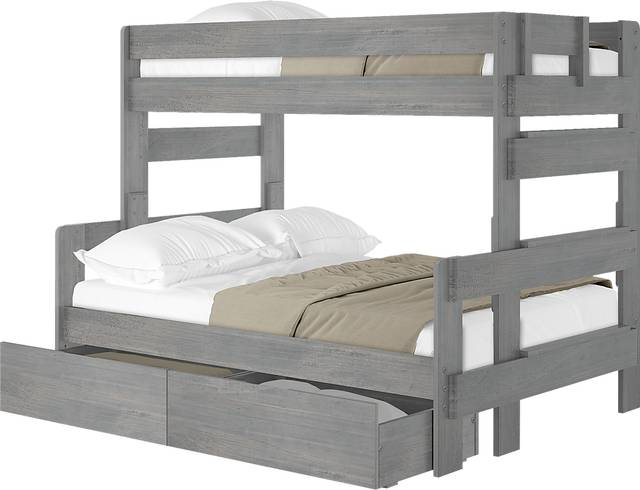 Kids Eastwick Gray Twin/Full Bunk Bed with Storage Drawers - Thumbnail - Image 2