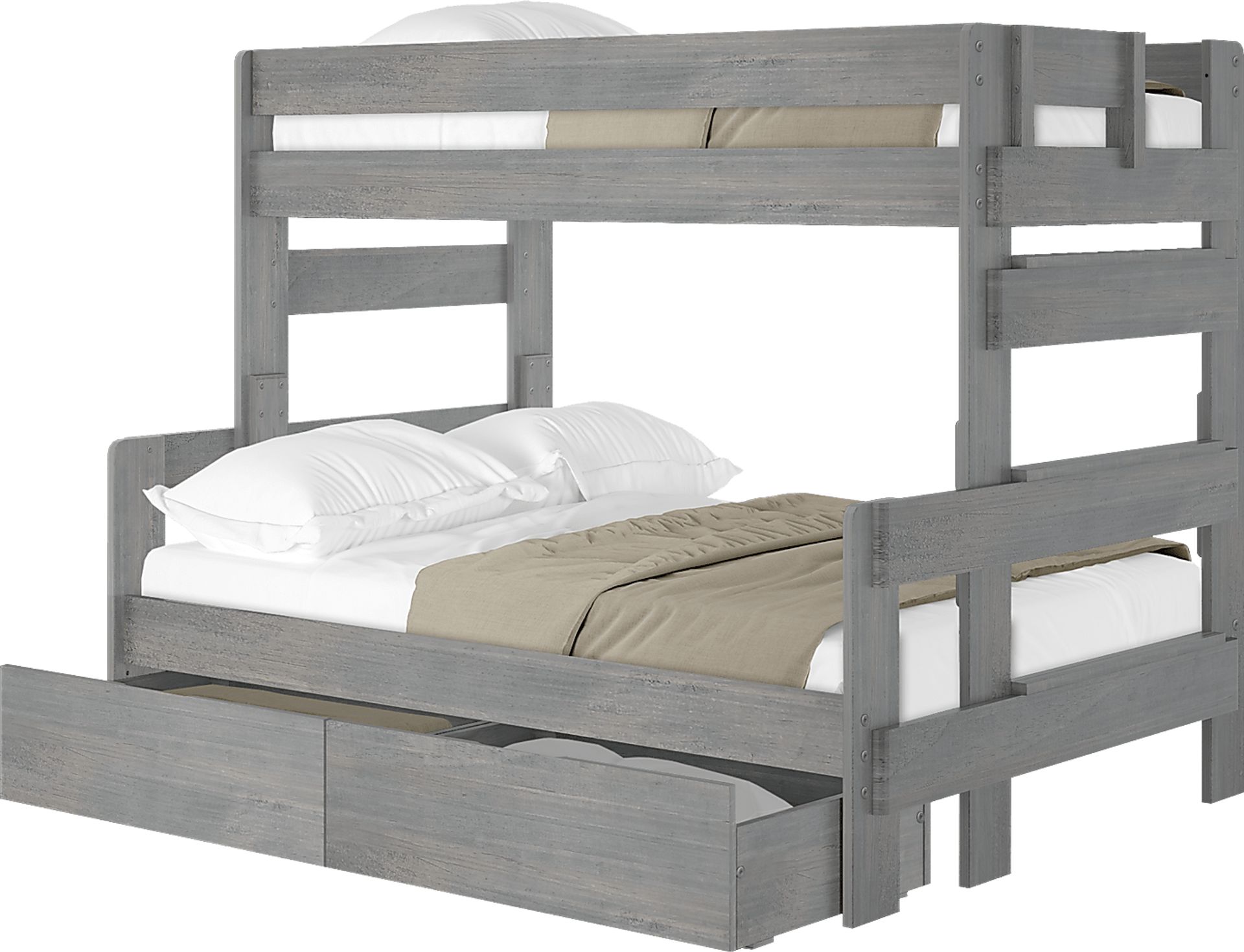 Kids Eastwick Gray Twin/Full Bunk Bed with Storage Drawers - Image 2