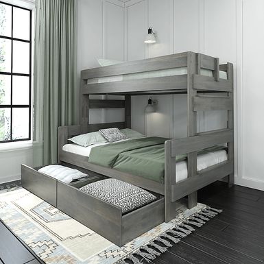 Kids Eastwick Gray Twin/Full Bunk Bed with Storage Drawers