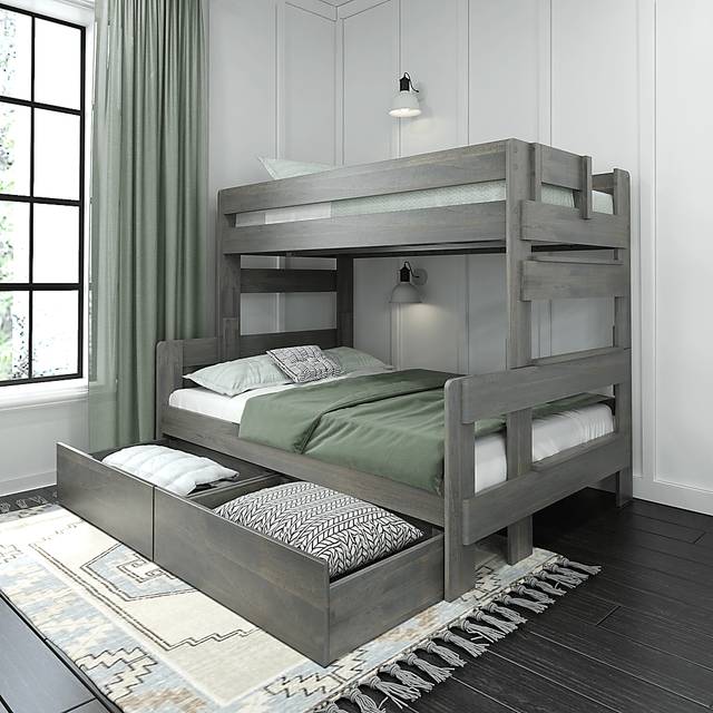 Kids Eastwick Gray Twin/Full Bunk Bed with Storage Drawers - Thumbnail - Image 1