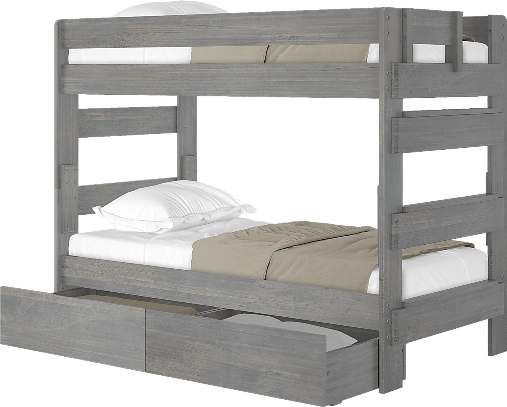 Kids Eastwick Gray Twin/Twin Bunk Bed with Storage Drawers - Image 2
